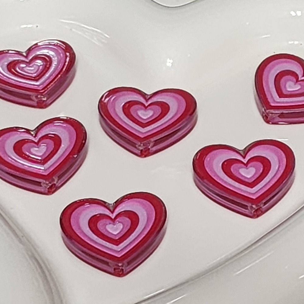 Pink Heart Beads 2 Pcs Focal Bead Sunflower Beaded Pen Jewelry Making Acrylic